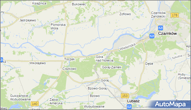 mapa Góra nad Notecią, Góra nad Notecią na mapie Targeo