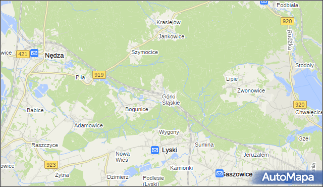 mapa Górki Śląskie, Górki Śląskie na mapie Targeo