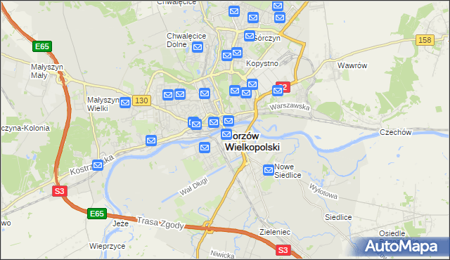 mapa Gorzów Wielkopolski, Gorzów Wielkopolski na mapie Targeo