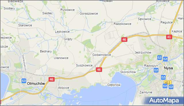 mapa Goświnowice, Goświnowice na mapie Targeo