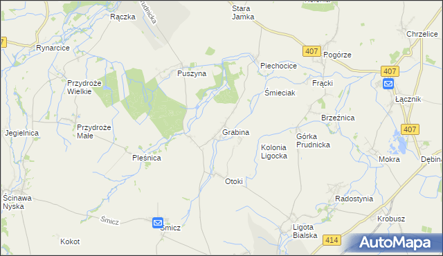 mapa Grabina gmina Biała, Grabina gmina Biała na mapie Targeo