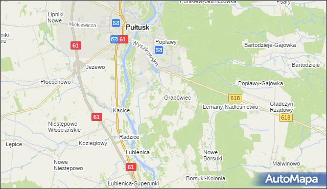 mapa Grabówiec gmina Pułtusk, Grabówiec gmina Pułtusk na mapie Targeo