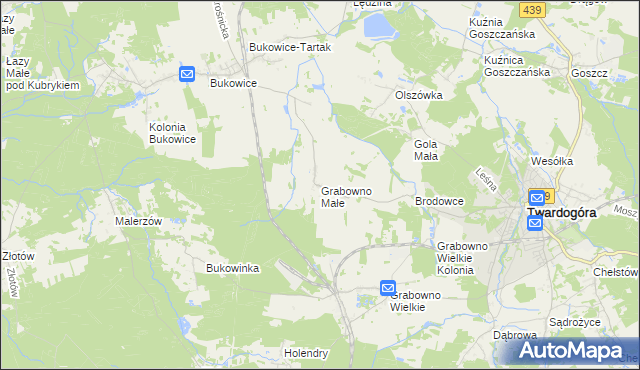 mapa Grabowno Małe, Grabowno Małe na mapie Targeo