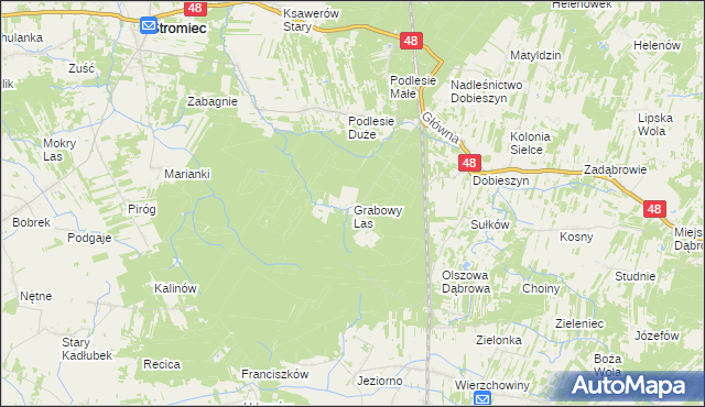 mapa Grabowy Las, Grabowy Las na mapie Targeo