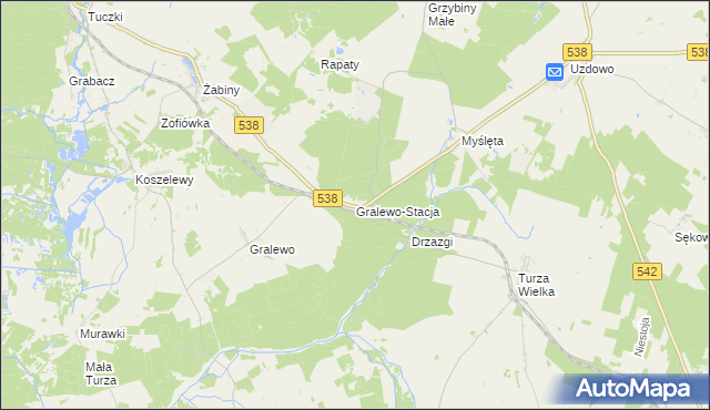 mapa Gralewo-Stacja, Gralewo-Stacja na mapie Targeo