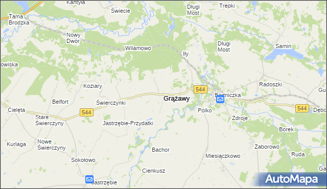 mapa Grążawy, Grążawy na mapie Targeo