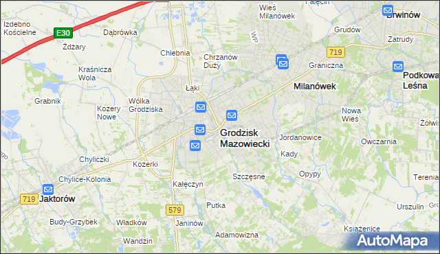 mapa Grodzisk Mazowiecki, Grodzisk Mazowiecki na mapie Targeo