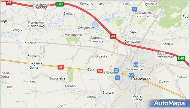 mapa Grzęska, Grzęska na mapie Targeo