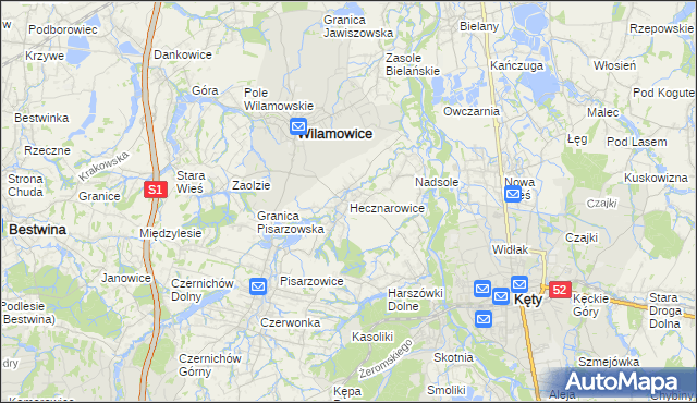 mapa Hecznarowice, Hecznarowice na mapie Targeo