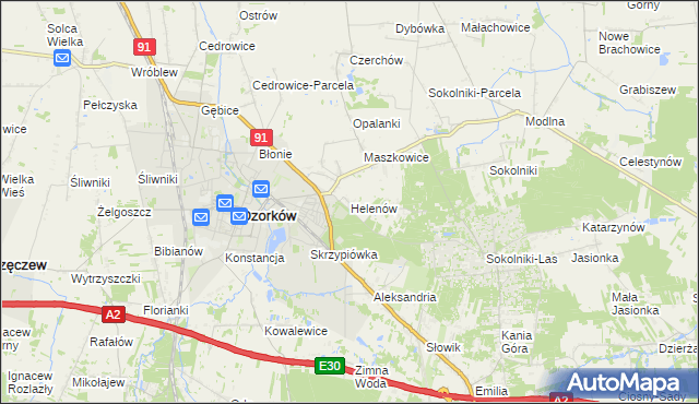 mapa Helenów gmina Ozorków, Helenów gmina Ozorków na mapie Targeo