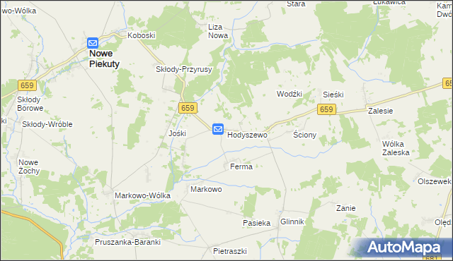 mapa Hodyszewo, Hodyszewo na mapie Targeo