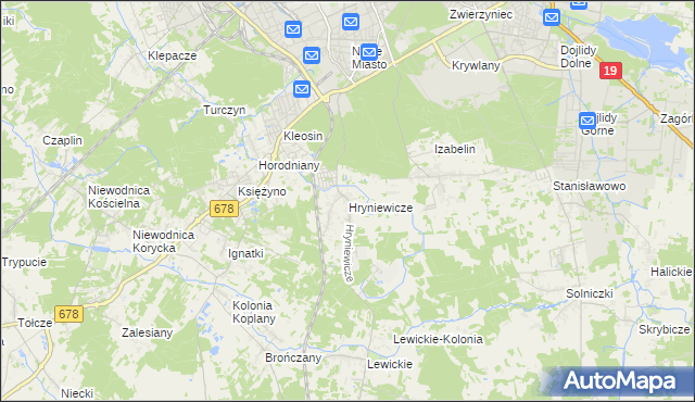 mapa Hryniewicze, Hryniewicze na mapie Targeo