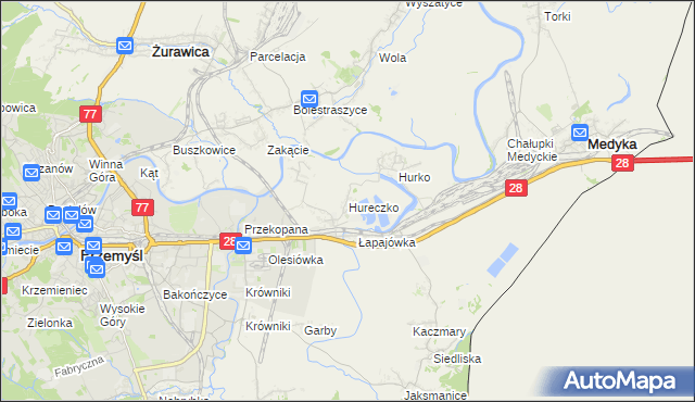 mapa Hureczko, Hureczko na mapie Targeo