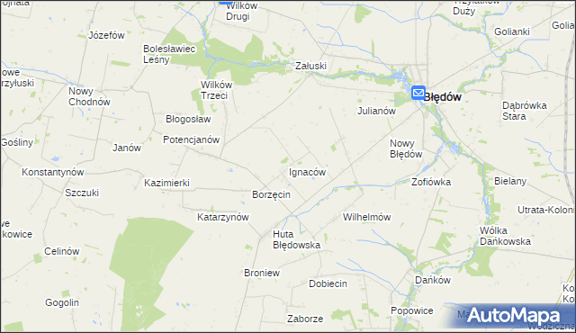 mapa Ignaców gmina Błędów, Ignaców gmina Błędów na mapie Targeo