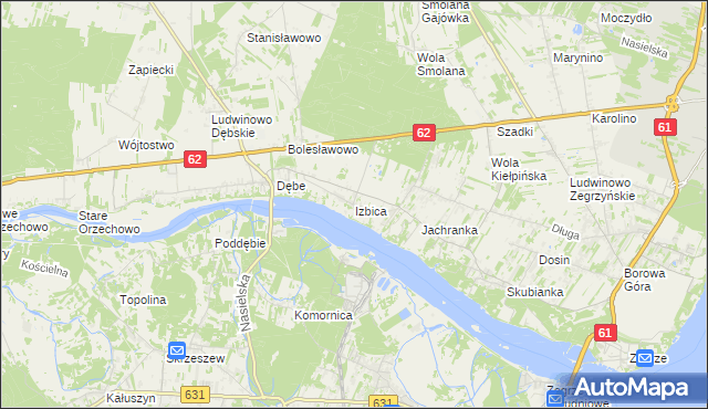 mapa Izbica gmina Serock, Izbica gmina Serock na mapie Targeo