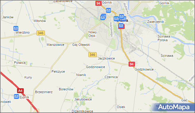 mapa Jaczkowice, Jaczkowice na mapie Targeo