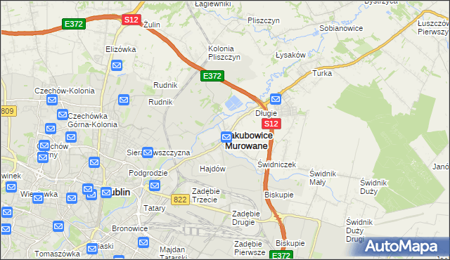 mapa Jakubowice Murowane, Jakubowice Murowane na mapie Targeo