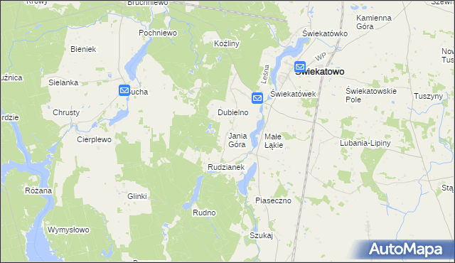 mapa Jania Góra gmina Świekatowo, Jania Góra gmina Świekatowo na mapie Targeo