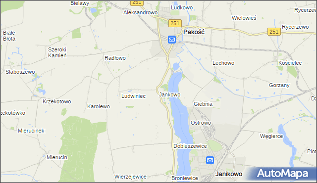 mapa Jankowo gmina Pakość, Jankowo gmina Pakość na mapie Targeo