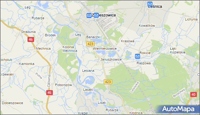 mapa Januszkowice gmina Zdzieszowice, Januszkowice gmina Zdzieszowice na mapie Targeo