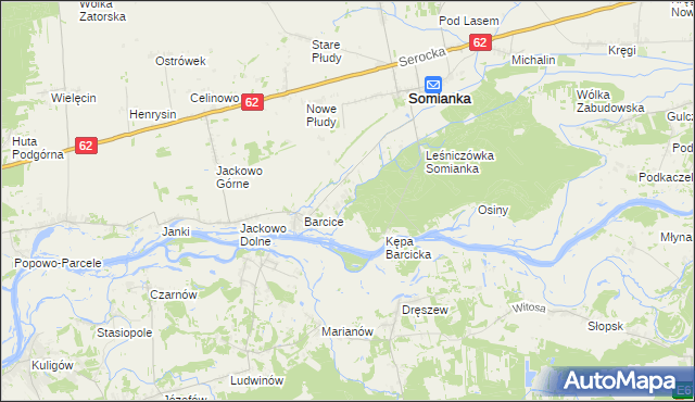 mapa Jasieniec gmina Somianka, Jasieniec gmina Somianka na mapie Targeo