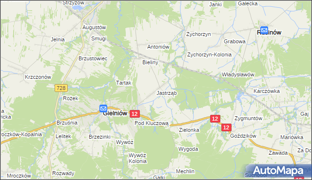 mapa Jastrząb gmina Gielniów, Jastrząb gmina Gielniów na mapie Targeo