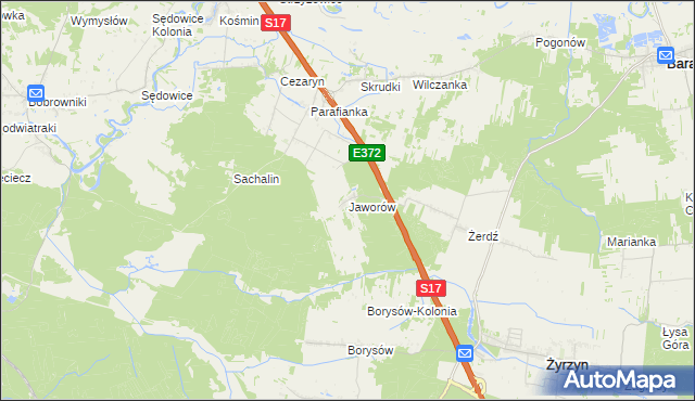 mapa Jaworów gmina Żyrzyn, Jaworów gmina Żyrzyn na mapie Targeo