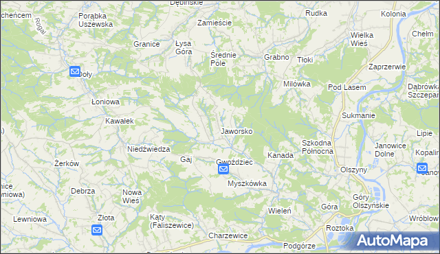 mapa Jaworsko, Jaworsko na mapie Targeo