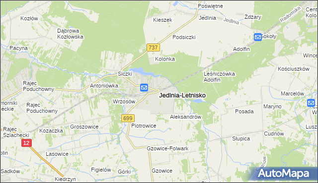 mapa Jedlnia-Letnisko, Jedlnia-Letnisko na mapie Targeo