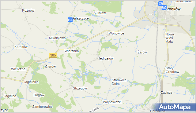 mapa Jędrzejów gmina Grodków, Jędrzejów gmina Grodków na mapie Targeo
