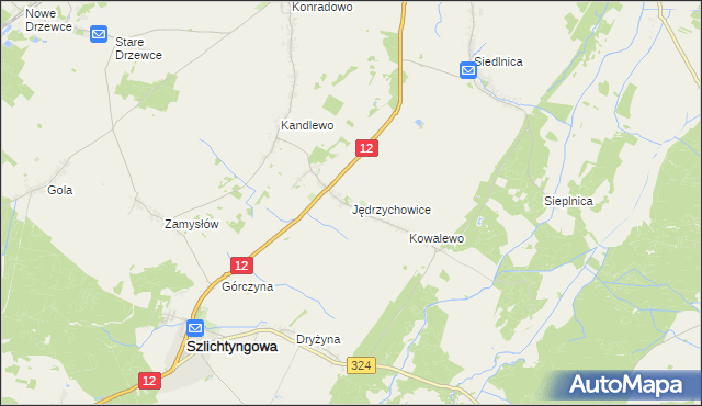mapa Jędrzychowice gmina Szlichtyngowa, Jędrzychowice gmina Szlichtyngowa na mapie Targeo