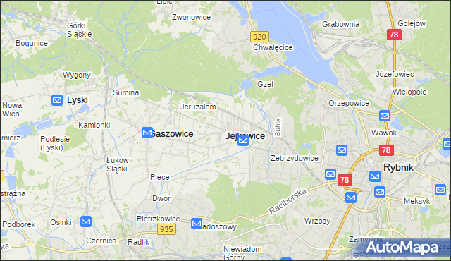 mapa Jejkowice, Jejkowice na mapie Targeo
