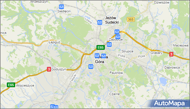 mapa Jelenia Góra, Jelenia Góra na mapie Targeo