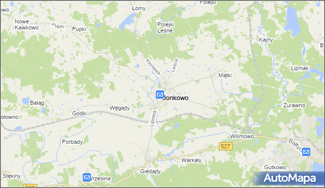 mapa Jonkowo, Jonkowo na mapie Targeo