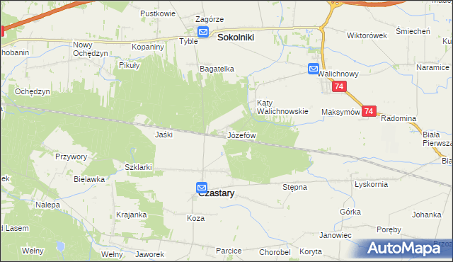 mapa Józefów gmina Czastary, Józefów gmina Czastary na mapie Targeo