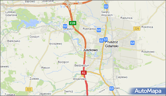 mapa Juszkowo, Juszkowo na mapie Targeo