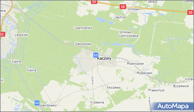 mapa Kaczory powiat pilski, Kaczory powiat pilski na mapie Targeo