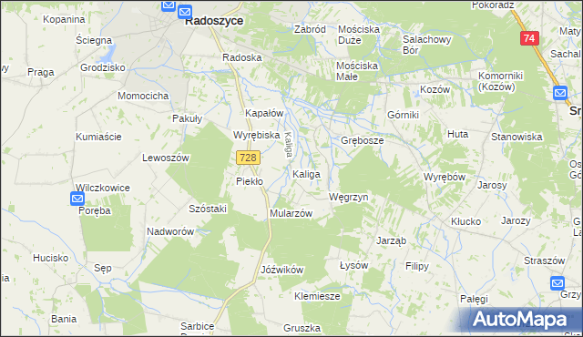 mapa Kaliga, Kaliga na mapie Targeo