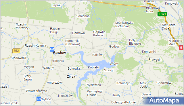 mapa Kałków gmina Pawłów, Kałków gmina Pawłów na mapie Targeo