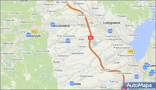 mapa Kalna, Kalna na mapie Targeo