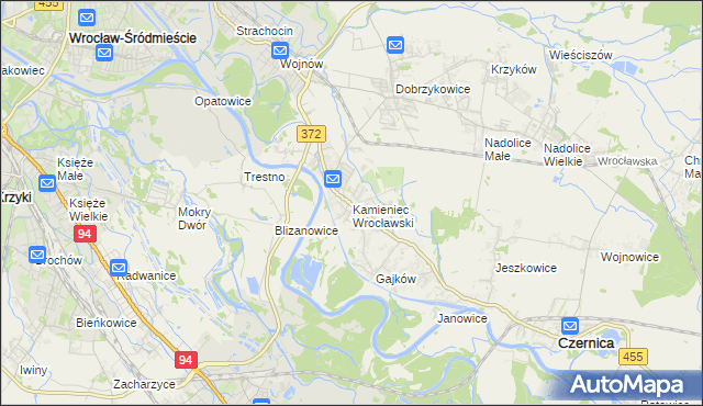 mapa Kamieniec Wrocławski, Kamieniec Wrocławski na mapie Targeo