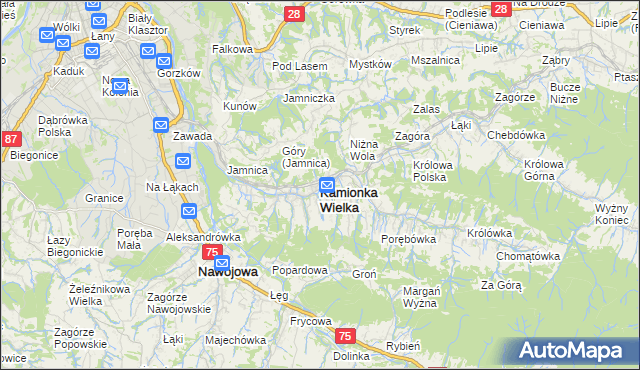 mapa Kamionka Wielka, Kamionka Wielka na mapie Targeo