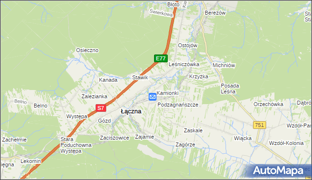 mapa Kamionki gmina Łączna, Kamionki gmina Łączna na mapie Targeo