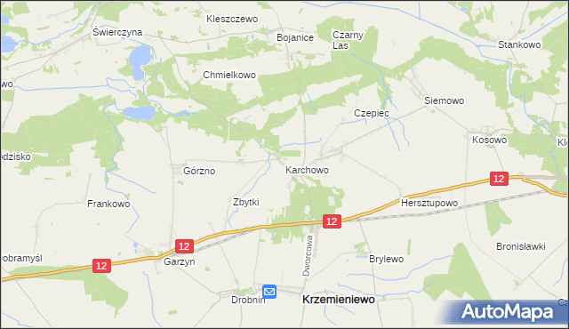 mapa Karchowo, Karchowo na mapie Targeo