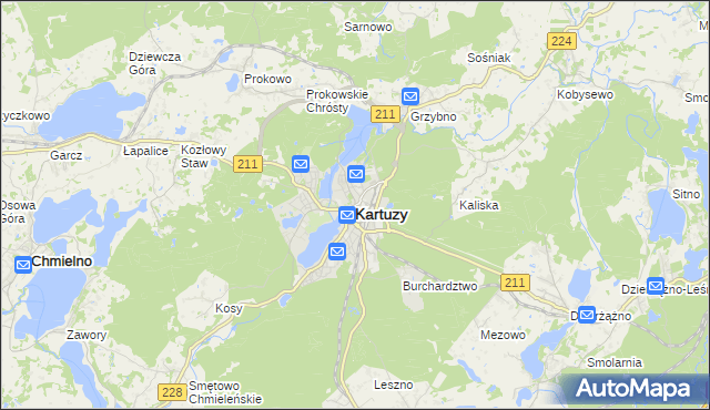 mapa Kartuzy, Kartuzy na mapie Targeo