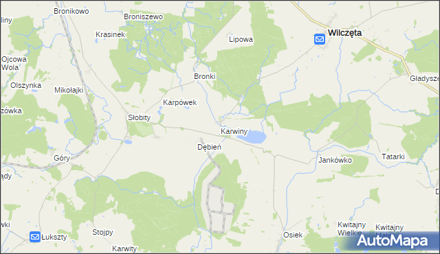 mapa Karwiny, Karwiny na mapie Targeo