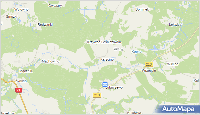 mapa Karzcino, Karzcino na mapie Targeo