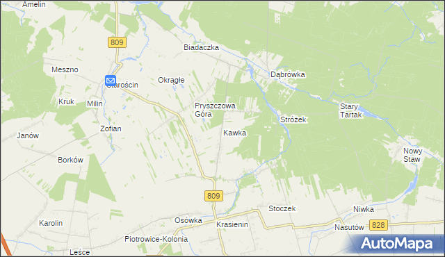 mapa Kawka gmina Niemce, Kawka gmina Niemce na mapie Targeo