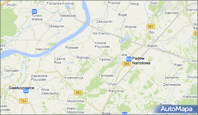 mapa Kębłów gmina Padew Narodowa, Kębłów gmina Padew Narodowa na mapie Targeo