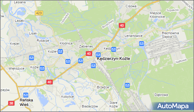 mapa Kędzierzyna-Koźle, Kędzierzyn-Koźle na mapie Targeo